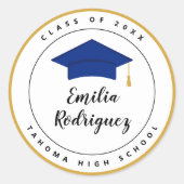 ブルーイエロー王室の金ゴールド目盛りキャップシール ラウンドシール (正面)