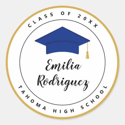 ブルーイエロー王室の金ゴールド目盛りキャップシール ラウンドシール (正面)