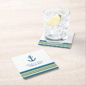 ブルーイエロー航海のいかりの結婚紙コースター スクエアペーパーコースター (インサイチュ)