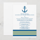 ブルーイエロー航海のいかりウェディング招待 招待状 (正面/裏面)