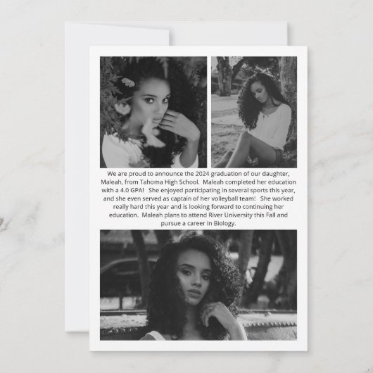 ブルーイエロー金ゴールドエレガントアーチ写真卒業 案内状 (裏面)