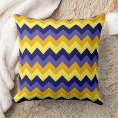 ブルーイエロー金ゴールドシェブロンビッグ装飾用クッション クッション (ブランケット)