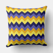 ブルーイエロー金ゴールドシェブロンビッグ装飾用クッション クッション (裏面)