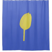 ブルーイエロー金ゴールドチューリップフローラ花カラフルかわいい シャワーカーテン (正面)