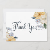 ブルーイエロー&ホワイトフローラ結婚ズ サンキューカード (正面)