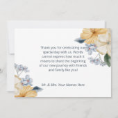 ブルーイエロー&ホワイトフローラ結婚ズ サンキューカード (裏面)