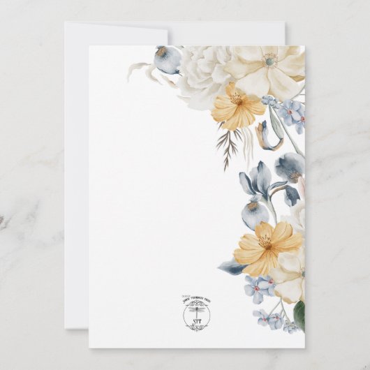 ブルーイエロー&ホワイトフローラ結婚式招待状 招待状 (裏面)