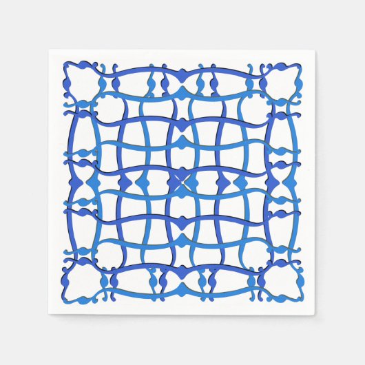 ブルーイタリアンオーナメントパーティーヴィラ スタンダードカクテルナプキン (正面)