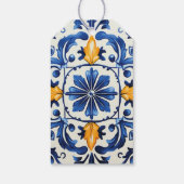 ブルーイタリアンタイルかわいこちゃんオレンジ柑橘系ベビーシャワー ギフトタグ (裏面)