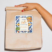 ブルーイタリアンタイルかわいこちゃんオレンジ柑橘系ベビーシャワー スクエアシール