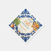 ブルーイタリアンタイルかわいこちゃんオレンジ柑橘系ベビーシャワー スタンダードカクテルナプキン (角)