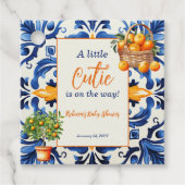 ブルーイタリアンタイルかわいこちゃんオレンジ柑橘系ベビーシャワー フェイバータグ (正面)