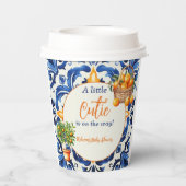 ブルーイタリアンタイルかわいこちゃんオレンジ柑橘系ベビーシャワー 紙コップ (裏面)