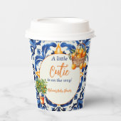 ブルーイタリアンタイルかわいこちゃんオレンジ柑橘系ベビーシャワー 紙コップ (正面)