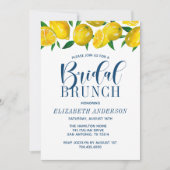 ブルーイタリアンタイルウォーターカラーレモンブライダルブランチ 招待状 (正面)