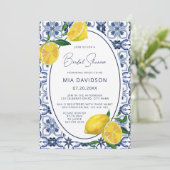 ブルーイタリアンタイルシトラスレモンブライダルシャワー 招待状 (スタンド正面)