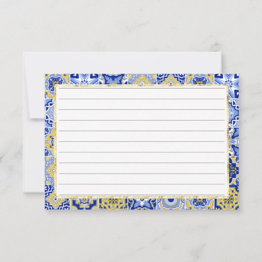 ブルーイタリアンタイルシトラスレモンレシピカード 招待状 (裏面)