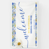 ブルーイタリアンタイルズサマーブライダルシャワーへようこそ 横断幕 (縦)