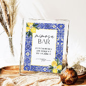 ブルーイタリアンタイルブライダルシャワーミモサバー標識 ポスター