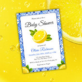 ブルーイタリアンタイルポジターノレモンベビーシャワー 招待状