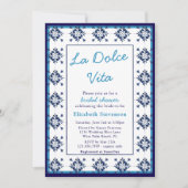 ブルーイタリアンタイルラドルチェヴィータブライダルシャワー 招待状 (正面)