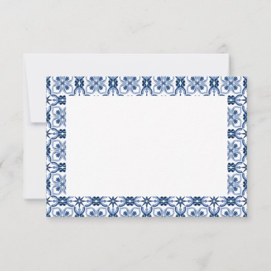 ブルーイタリアンタイルレモンブライダルシャワーありがとう サンキューカード (裏面)