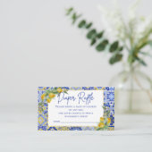 ブルーイタリアンタイルレモン柑橘系おむつラッフルゲーム エンクロージャーカード (スタンド正面)