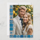 ブルーイタリアンタイルレモン柑橘系地中海の写真 セーブザデート (裏面)