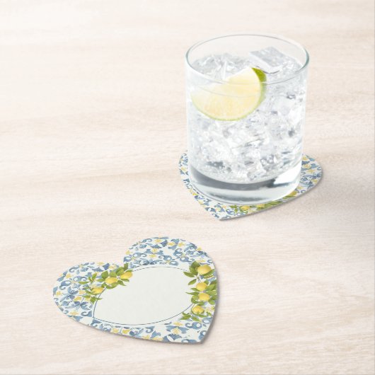 ブルーイタリアンタイルレモン ペーパーコースター (インサイチュ)