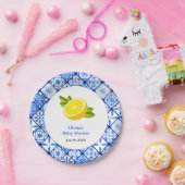 ブルーイタリアンタイル地中海のレモン赤ちゃんシャワー ペーパープレート (パーティー)