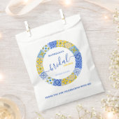 ブルーイタリアンタイル夏ブライダルシャワーありがとう フェイバーバッグ (クリップ留めされた状態)
