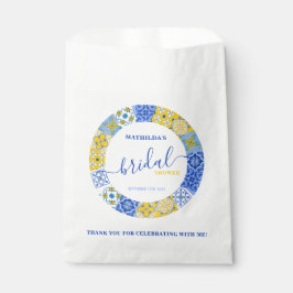 ブルーイタリアンタイル夏ブライダルシャワーありがとう フェイバーバッグ