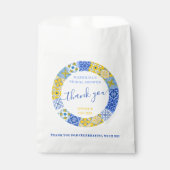 ブルーイタリアンタイル夏ブライダルシャワーありがとう フェイバーバッグ (正面)