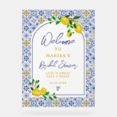 ブルーイタリアンタイル水彩レモンブライダルへようこそ アクリルサイン (正面)