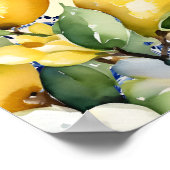 ブルーイタリアンタイル水彩レモンベビーへようこそ ポスター (角)