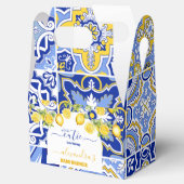 ブルーイタリアンタイル水色レモンベビースシャワー フェイバーボックス (オープン)