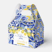 ブルーイタリアンタイル水色レモンベビースシャワー フェイバーボックス (正面サイド)