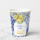 ブルーイタリアンタイル水色レモンベビースシャワー 紙コップ (裏面)