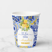 ブルーイタリアンタイル水色レモンベビースシャワー 紙コップ (正面)