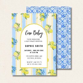 ブルーイタリアンタイル、チャオベビー、レモン 招待状