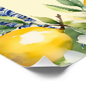 ブルーイタリアンタイル&レモン赤ちゃんシャワーカードギフト ポスター (コーナー)