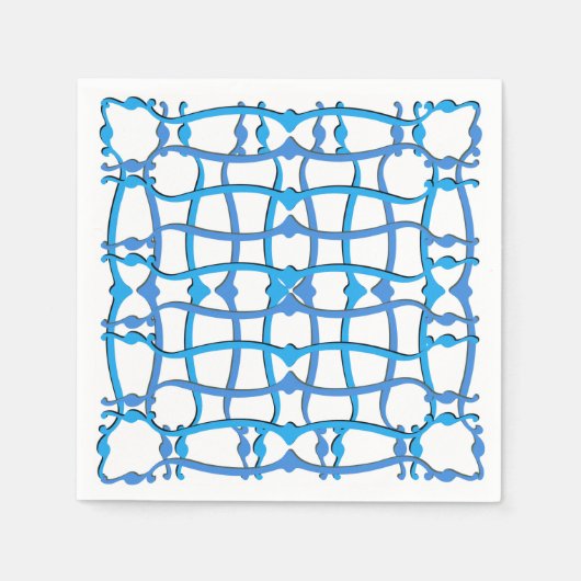 ブルーイタリアンターコイズタイルオーナメントパーティーヴィラ スタンダードカクテルナプキン (正面)