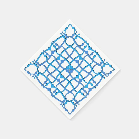 ブルーイタリアンターコイズタイルオーナメントパーティーヴィラ スタンダードカクテルナプキン (角)