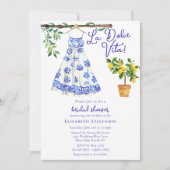 ブルーイタリアンドレスラドルチェヴィータブライダルシャワー 招待状