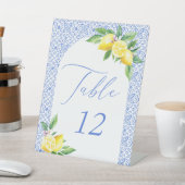 ブルーイタリアンポジターノレモンテーブル番号 台座サイン (インサイチュ)