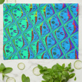 ブルーイタリアンマーメイドモチーフアートプリント キッチンタオル (折り畳み)