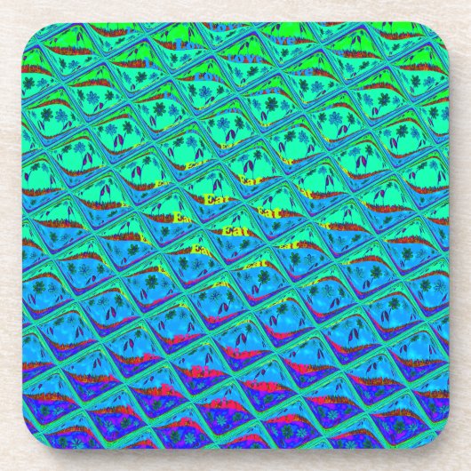 ブルーイタリアンマーメイドモチーフアートプリント コースター (正面)