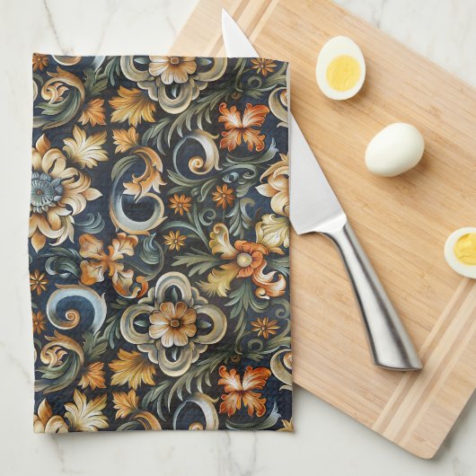 ブルーイタリアンルネッサンス キッチンタオル (四つ折り)