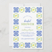 ブルーイタリアンレモンタイルフレームブライダルシャワー 招待状 (正面)