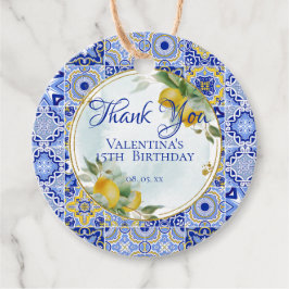 ブルーイタリアン金ゴールドタイルLemonsスクリプトありがとう フェイバータグ